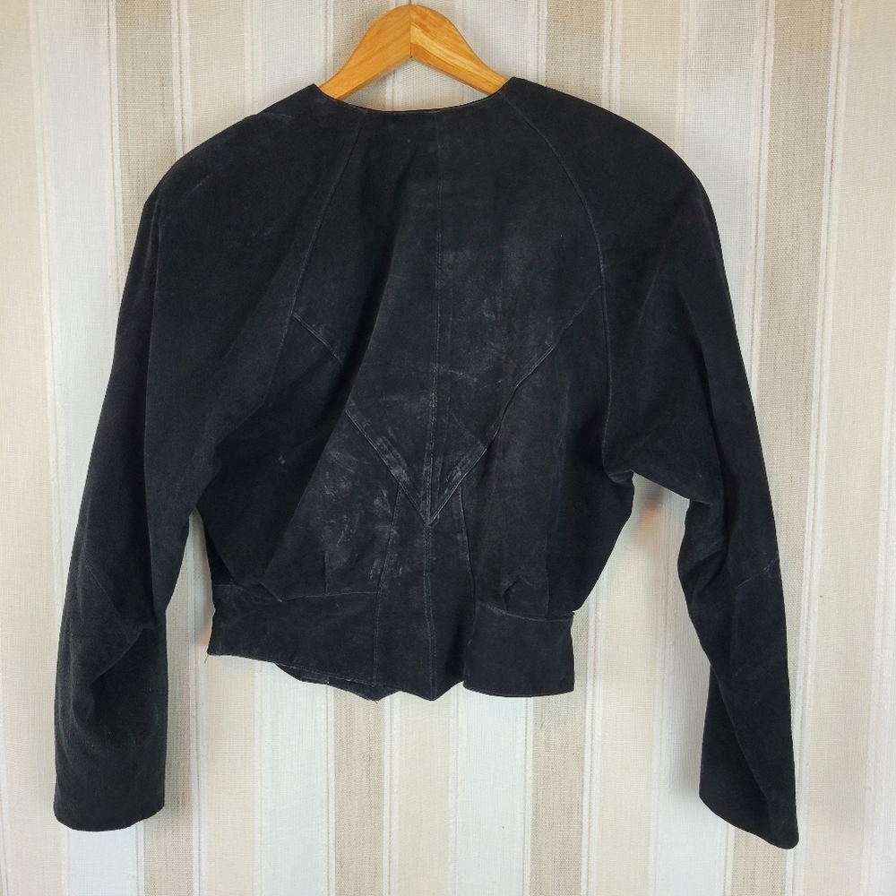 Wilsons Leather‎ Vintage Suede Cropped Jacket Black Size Extra Small - Picture 11 of 11